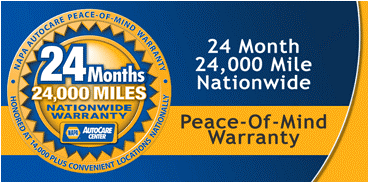 NAPA 24 month or 24,000 mile warranty